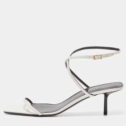 Saint Laurent White Patent Leather Strappy Sandals Size 42