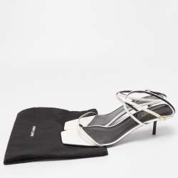 Saint Laurent White Patent Leather Strappy Sandals Size 42