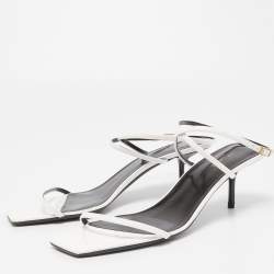 Saint Laurent White Patent Leather Strappy Sandals Size 42