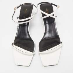 Saint Laurent White Patent Leather Strappy Sandals Size 42