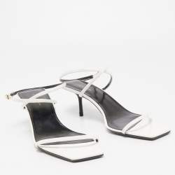 Saint Laurent White Patent Leather Strappy Sandals Size 42