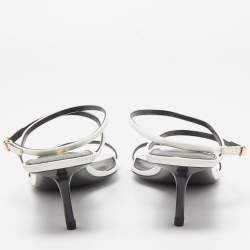 Saint Laurent White Patent Leather Strappy Sandals Size 42