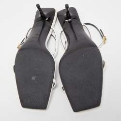 Saint Laurent White Patent Leather Strappy Sandals Size 42