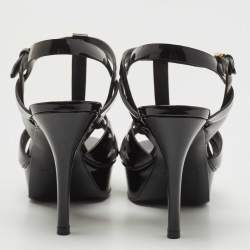 Pre Owned Saint Laurent Black Patent Leather Tribute Sandals Size 35
