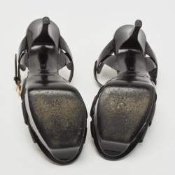 Pre Owned Saint Laurent Black Patent Leather Tribute Sandals Size 35