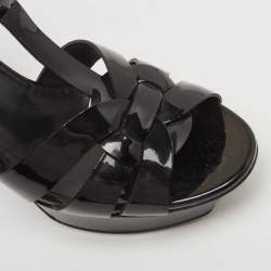 Pre Owned Saint Laurent Black Patent Leather Tribute Sandals Size 35