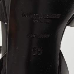 Pre Owned Saint Laurent Black Patent Leather Tribute Sandals Size 35