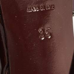 Pre Owned Saint Laurent Dark Brown Patent Leather Tribute Sandals Size 35