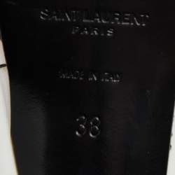 Pre Owned Saint Laurent White Leather Tribute Ankle Strap Sandals Size 38