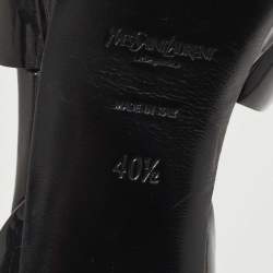 Pre Owned Saint Laurent Paris Black Leather Tribute Platform Ankle Strap Sandals Size 40.5