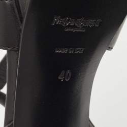 Saint Laurent Black Leather Tribute Platform Ankle Strap Sandals Size 40
