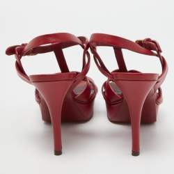 Saint Laurent Red Leather Tribute Sandals Size 37