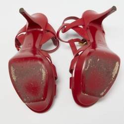 Saint Laurent Red Leather Tribute Sandals Size 37
