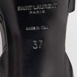 Saint Laurent Black Leather Tribute Ankle Strap Sandals Size 37