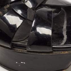 Pre Owned Saint Laurent Black Patent Leather Tribute Sandals Size 38.5