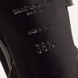 Pre Owned Saint Laurent Black Patent Leather Tribute Sandals Size 38.5