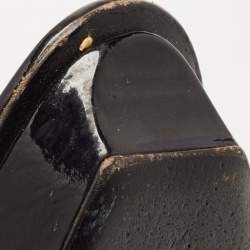 Pre Owned Saint Laurent Black Patent Leather Tribute Sandals Size 38.5