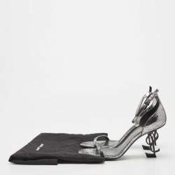 Saint Laurent Metallic Laminated Suede Opyum Sandals Size 36
