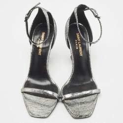 Saint Laurent Metallic Laminated Suede Opyum Sandals Size 36