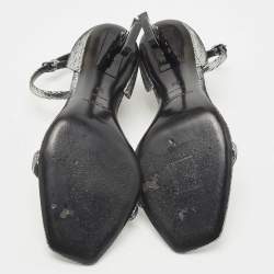 Saint Laurent Metallic Laminated Suede Opyum Sandals Size 36