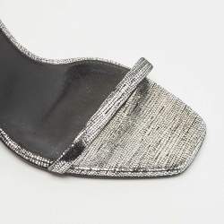 Saint Laurent Metallic Laminated Suede Opyum Sandals Size 36