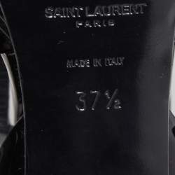 Pre Owned Saint Laurent Black Leather Tribute Platform Ankle Strap Sandals Size 37.5