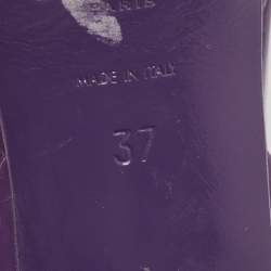 Pre Owned Saint Laurent Paris Purple Patent Leather Tribute Platform Ankle Strap Sandals Size 37