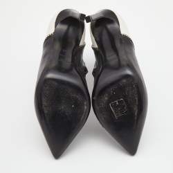 Pre Owned Saint Laurent Black/White Leather Color Block Ankle Booties Size 36