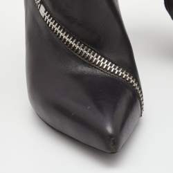 Pre Owned Saint Laurent Black/White Leather Color Block Ankle Booties Size 36