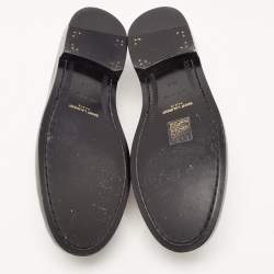 Pre Owned Saint Laurent Paris Black Leather Penny Slip On Loafers Size 38.5