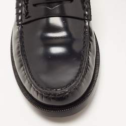 Pre Owned Saint Laurent Paris Black Leather Penny Slip On Loafers Size 38.5