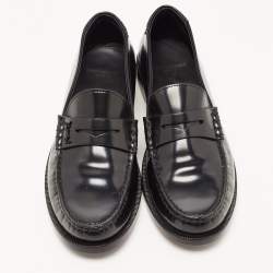 Pre Owned Saint Laurent Paris Black Leather Penny Slip On Loafers Size 38.5