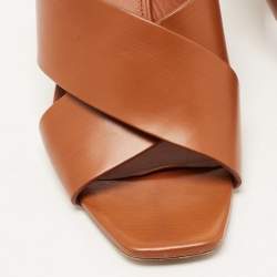 Pre Owned Saint Laurent Brown Leather Loulou Slide Sandals Size 38.5