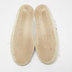 Saint Laurent White Leather and Glitter Low Top Sneakers Size 38.5