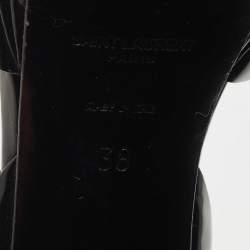 Pre Owned Saint Laurent Paris Black Leather Tribute Platform Ankle Strap Sandals Size 38