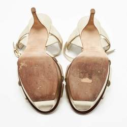 Saint Laurent Paris Gold Leather Tribute Platform Ankle Strap Sandals Size 40.5