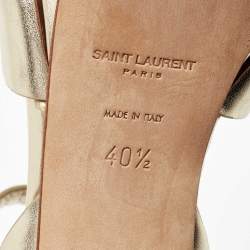 Saint Laurent Paris Gold Leather Tribute Platform Ankle Strap Sandals Size 40.5