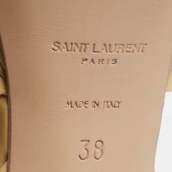 Saint Laurent Beige Patent Leather Tribute Sandals Size 38