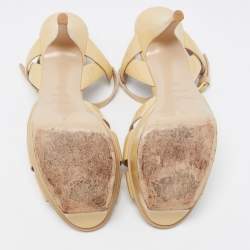 Saint Laurent Beige Patent Leather Tribute Sandals Size 38
