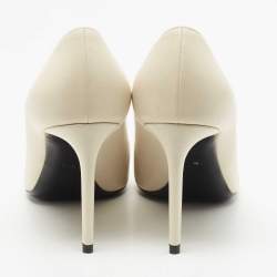 Pre Owned Saint Laurent White Leather Pointed Toe Pumps Size 38.5