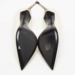 Pre Owned Saint Laurent White Leather Pointed Toe Pumps Size 38.5