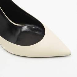 Pre Owned Saint Laurent White Leather Pointed Toe Pumps Size 38.5