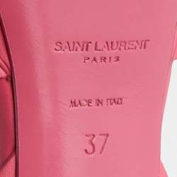 Saint Laurent Pink Leather Tribute Platform Sandals Size 37