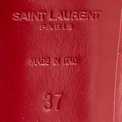 Saint Laurent Red Croc Embossed Leather Tribtoo Platform Pumps Size 37