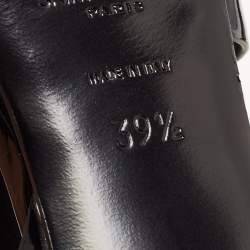 Pre Owned Saint Laurent Black Patent Leather Tribute Sandals Size 39.5