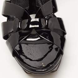 Pre Owned Saint Laurent Black Patent Leather Tribute Sandals Size 39.5