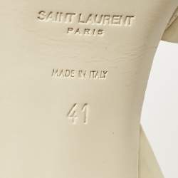 Pre Owned Saint Laurent Off White Patent Leather Tribute Sandals Size 41