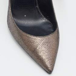 Saint Laurent Metallic Leather Anja Pointed Toe Pumps Size 38.5