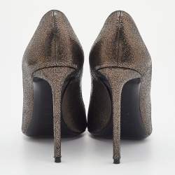 Saint Laurent Metallic Leather Anja Pointed Toe Pumps Size 38.5