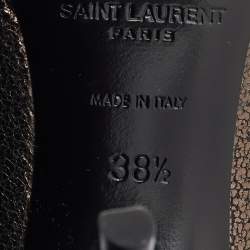 Saint Laurent Metallic Leather Anja Pointed Toe Pumps Size 38.5
